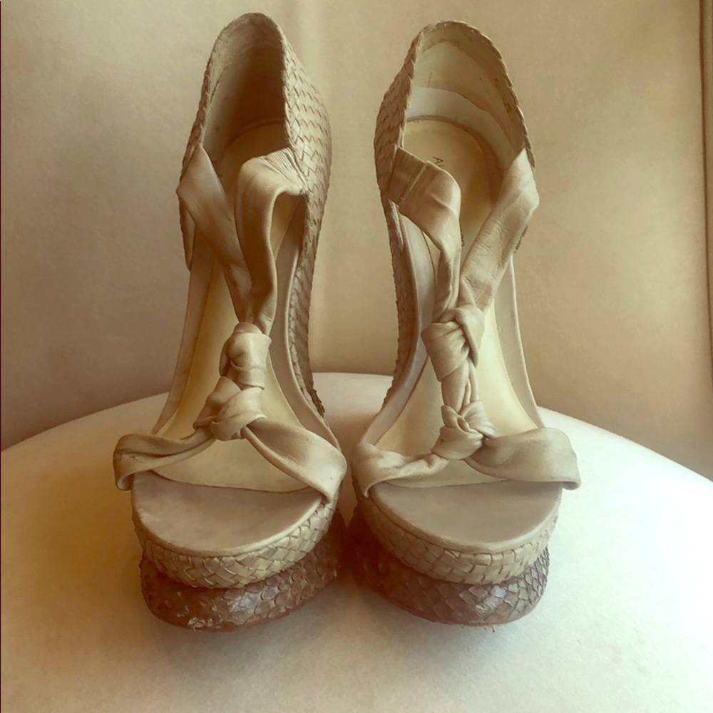 Alexandre Birman leather and snake skin wedges